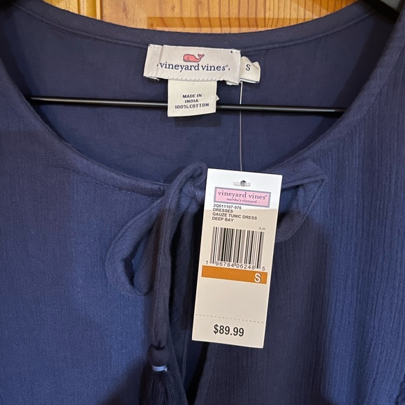 NWT Vineyard Vines Navy Blue Gauze Flutter Ruffle Sleeveless Summer Dress Size S - Picture 5 of 5